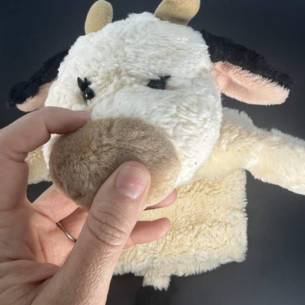 Rare Gund Milkshake 10" Plush Hand Puppet Cow Holstein Cream Curly Version UB - Picture 9 of 10
